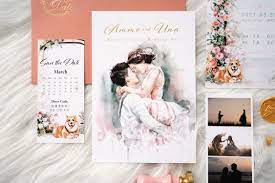 客製喜帖 手繪喜帖 肖像畫 heykay來話畫吧in 2021 wedding portraits portrait wedding invitations