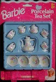 1997 Barbie Porcelain Tea Set By Mattel 12 00 Barbie Playsets Barbie Toys Childhood Toys