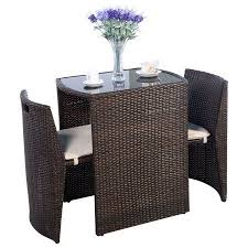Costway Wicker 3 Piece Small Space Outdoor Bistro Set With Cushions Brown Walmart Com Wicker Patio Set Wicker Dining Tables Wicker Patio Furniture