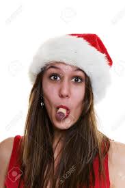 I'm sick of your whining! A Woman In A Santa Hat With A Cork In Her Mouth Put A Cork Stock Photo Picture And Royalty Free Image Image 3884920