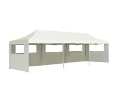 Une fois plié, tient dans une voiture. Vidaxl Tente De Reception Pliable Avec 5 Parois 3x9 M Blanc Casse Vidaxl Fr