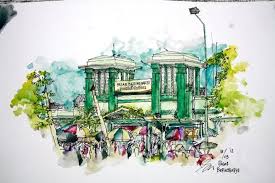Isjogja Sketching Sharing 17 Sepanjang Jl Malioboro Yogyakarta Keramaian Pasar Beringharjo Oleh Demo Anti Kenaikan Bbm Dilihat Da Drawing Cat Air Sketsa