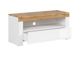 White wood tv stand 48 in. Holsten Tv Hifi Lowboard Tv Cabinet 106cm In White Oak White Gl 149 95