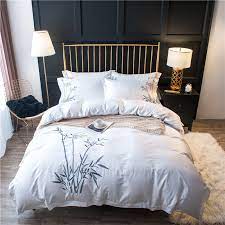 The majority of bamboo duvet covers come in standard sizes: White Luxury Bamboo Bedding Sets Embroidery Bed Set Double Twin Queen King Size Duvet Cover Bed Sheet Set Pillowcase Bedding Sets Aliexpress