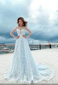 Light Blue Color Wedding Dress Soft Wedding Dress Long Etsy Blue Wedding Gowns Blue Wedding Dresses Light Blue Wedding Dress