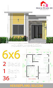 House Plans 6x6 With One Bedrooms Flat Roof In 2020 Flat Roof House House Plans Wooden House Plans