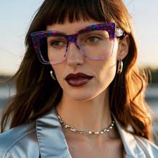 Floral Cat-eye Rectangle Large Balance Custom Engraving Eyeglasses