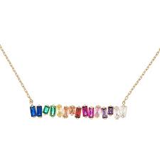 Baguette Rainbow Necklace Diamond Cross Necklaces Rainbow Jewelry Tiny Necklace