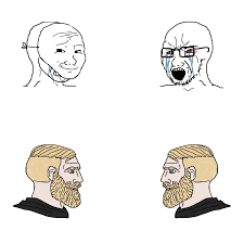 Rage comic internet meme drawing know your meme, troll png. Wojack Vs Chad Blank Template Imgflip