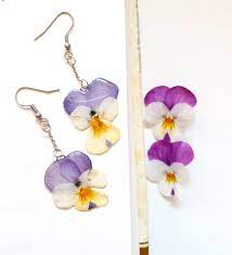 Pressed Flowers Earrings Pansies Earrings Resin Earrings Resin Jewelry Accessories Resin Art Resin Jewelry Handmade Unique Items Products