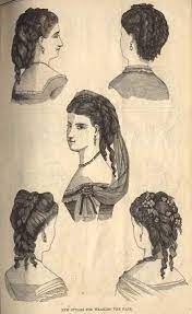 New Styles For Wearing The Hair March 1870 Issue Of Peterson S Magazine Via Festive Attyre Victorian Hairstyles Historical Hairstyles Steampunk Hairstyles