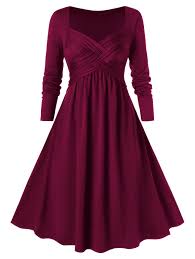 Plus Size Crossover Midi Flare Dress Midi Flare Dress A Line Dress Casual Plus Size Outfits