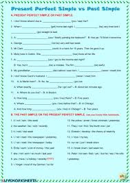 Past Simple Vs Present Perfect Simple Present Perfect Or Past Simple Worksheet In 2020 Present Perfect Simple Past Tense English As A Second Language