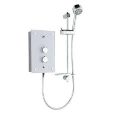 Mira Alero Thermostatic 9 8kw Electric Shower White Glass Electric Showers Power Shower Shower