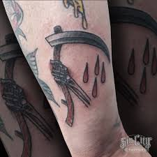Traditional Scythe Piece Done By Maria For Bookings And Enquiries Contact The Studio By Phone Or Email 03 93791181 Inf In 2020 Tattoos Melbourne Tattoo Vegan Tattoo