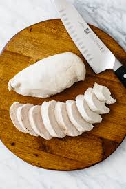 Let cool, then shred, discarding the tough tendon at the end of each tenderloin. Easy Poached Chicken Recipe Downshiftology