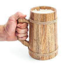 To learn more about vikings and their drinking, consult our article about beer among the vikings. Norse Tradesman Wooden Beer Mug Tankard 100 Handcrafted