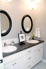 Do An Almond Penny Tile With Black Grout On The Floor To Tie Almond Shower Tile Cherry Vanity A Traditional Bathroom Traditional Bathroom Designs Countertops