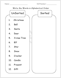 Free pdf worksheets from k5 learning's online reading and math . Christmas Words Alphabetical Order Worksheet Englishbix