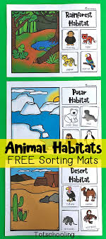Serval ~ small cheetah habitat: Animal Habitats Sorting Mats Totschooling Toddler Preschool Kindergarten Educational Printables