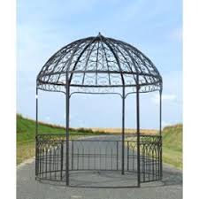 gloriette tonnelle pergola kiosque porte plantes abris de jardin ronde en fer tube creux mais epais patine marron a poser dans kiosque jardin pergola gloriette