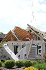 Modular System Built Home Building Roof Being Raised Into Place Model Homes Small House Design Building A House