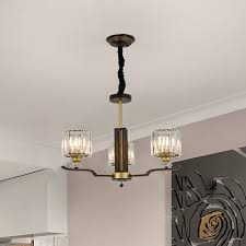 Black And Gold 3 6 Light Chandelier Modern Prismatic Crystal Short Cylinder Pendant Lighting Fixture Beautifulhalo Com