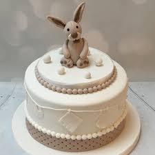Bunny Baby Shower Cake Neutral Colours