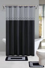 Black And Gray Shower Curtain Sets Gray Black Modern Shower Curtain 15 Pcs Bath Rug Mat Contour Hooks Bathroom Shower Curtains Modern Shower Curtains Modern Bathroom Rug