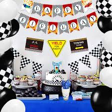 Maybe you would like to learn more about one of these? Race Car Party Decorations For Boys Birthday Banner Tablecloths Car Party Sign Plates Napkins Cups Balloons Cupcake Toppers Cutlery Bags Straws Tableware Utensils Serves 16 Guests 224 Pcs Naiwoxi Race Car Birthday