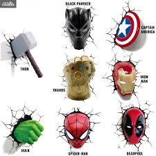 Comforting, cordless, decorative night lights are loved by kids and big ones alike. Thanos Hulk Black Panther Thor Captain America Deadpool Iron Man Or Spider Man Lamp Marvel 3d Light Fx