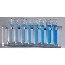 The total protein concentration is exhibited by a color change of the sample solution in proportion to protein concentration, which can then be measured using colorimetric techniques. Lowry Protein Assay Kit