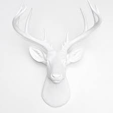 Large 14 Point Deer Head Wall Mount White Deer Head Wall Decor White Deer Heads Deer Heads Wall
