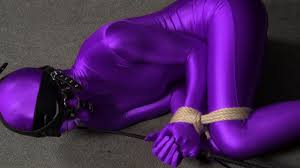 Two hot Zentai girls in different spandex colors playing with bondage ropes  - Part 2