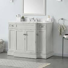 This sweet bathroom is the epitome of bohemian meets vintage. Home Decorators Collection Teagen 42 In W Bath Vanity In Vintage Grey With Cultured Stone Vanity Top In White With White Basin Teagen 42vi The Home Depot