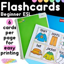 Beginner English Clothes & Clothing Vocabulary Flashcards ESL ELL Young  Learners
