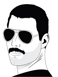 Black And White Face Drawing Cartoon Freddie Mercury Queen Freddie Mercury Black And White Drawing Mustache Drawing