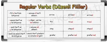 Ingilizce Duzenli Fiiller Regular Verbs Ingilizceturkce Gen Tr