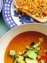 Gazpacho Tomato Cucumber Avocado And Spelt Bread With Pepadew Hot Weather Cold Soup