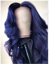 Danie 44 Lace Closure Wig Brazilian Human Hair 22 Etsy In 2020 Blue Lace Front Wig Hair Color Blue Smokey Blue Hair