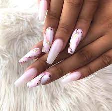 Pink and gold marble nails. Matte Rose Gold Acrylic Nails Matte