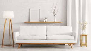 Where sofa floor lamps work best. Modern Interior Design Of Living Room With White Sofa Shelf Stock Photo Picture And Royalty Free Image Image 94903873