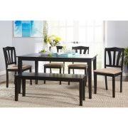 Target marketing systems traditional style 3 piece nook corner dining set, seats 6, black target marketing systems. Walker Edison Black 6 Piece Solid Wood Dining Set With Bench Walmart Com Walmart Com