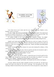 Aladdin was afraid with the happenings but the magician assured him that nothing would happen to him but he would have to listen to every word he said. Aladdin And The Magic Lamp Esl Worksheet By Diana Florina Magic Lamp Aladdin Magic