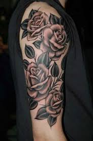 Black And Grey Sleeve With Color Love The Grey Black But With A Hint Of Pink Red By Jordan At Frith Street London Uk Rose Tattoo Sleeve Half Sleeve Tattoos Designs Half Sleeve Tattoo