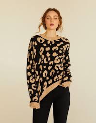 Animal Print Sweater Knitwear Stradivarius Spain Islas Canarias Sweaters Knitwear Printed Sweater Fashion