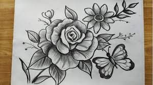You can practice a lot, because all of our coloring pages are free. How To Draw Flowers Butterfly With Pencil Sketch Rose Flower Drawing Butterfly Drawing Youtube