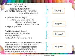 Segak gagah putera bistari puteri manja kesayangan ratu, seri wajahmu igauan mimpi senyum kerlingan penawar rindu julaidah md salleh(128716) 9/26/2009 10:06:35 am pantun : Analisis Sajak Kasih Ibu
