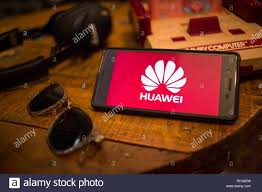 The Huawei Logo Seen Displayed On A Android Smartphone Stock