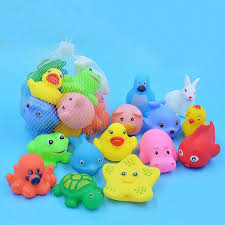 13 Adet Guzel Karisik Hayvanlar Yuzme Su Oyuncaklari Renkli Yumusak Kaucuk Samandira Sikmak Icin Ses Squeaky Banyo Oyu Baby Bath Toys Bath Toys Water Play Toys